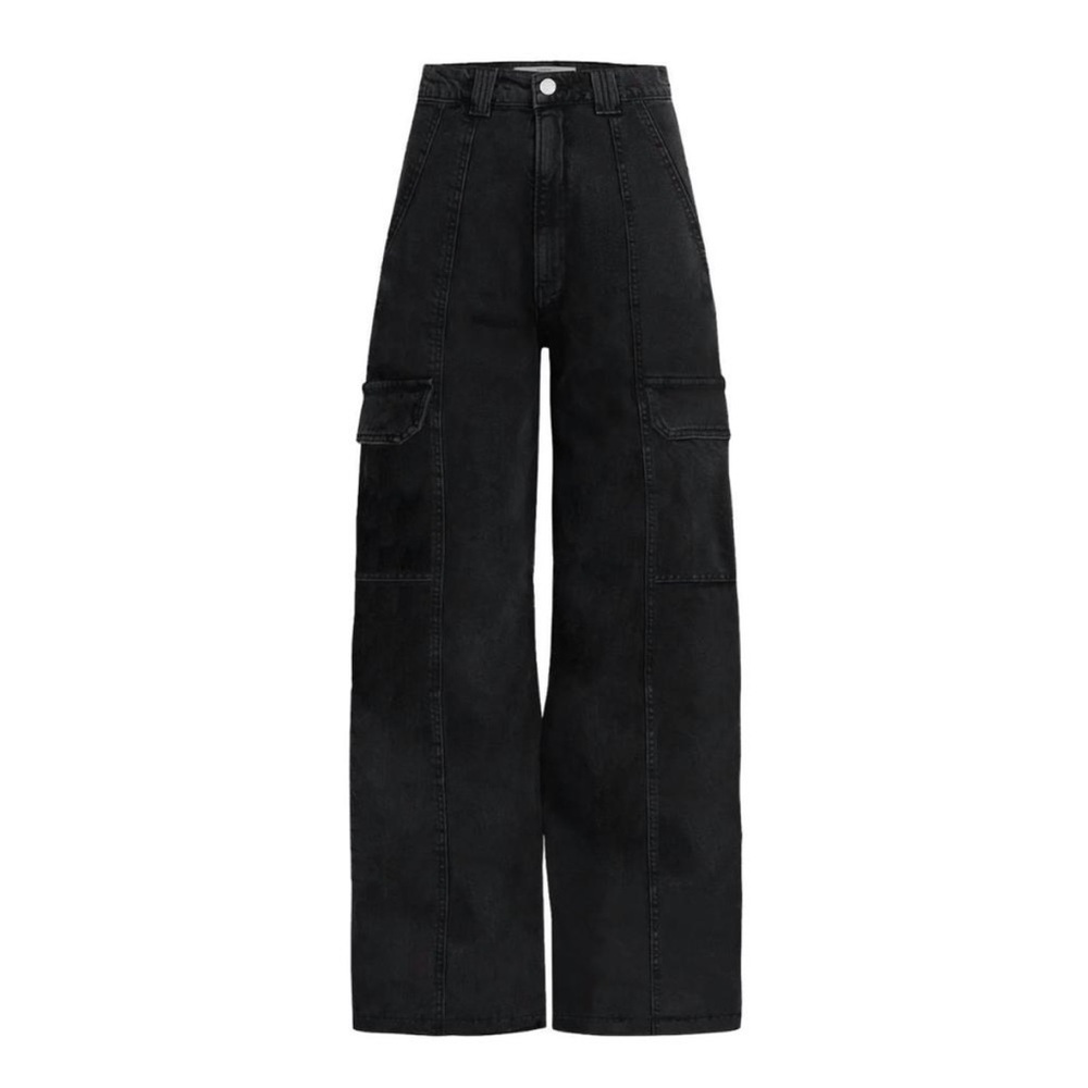 HUDSON high-rise wide leg cargo pant in black size 29